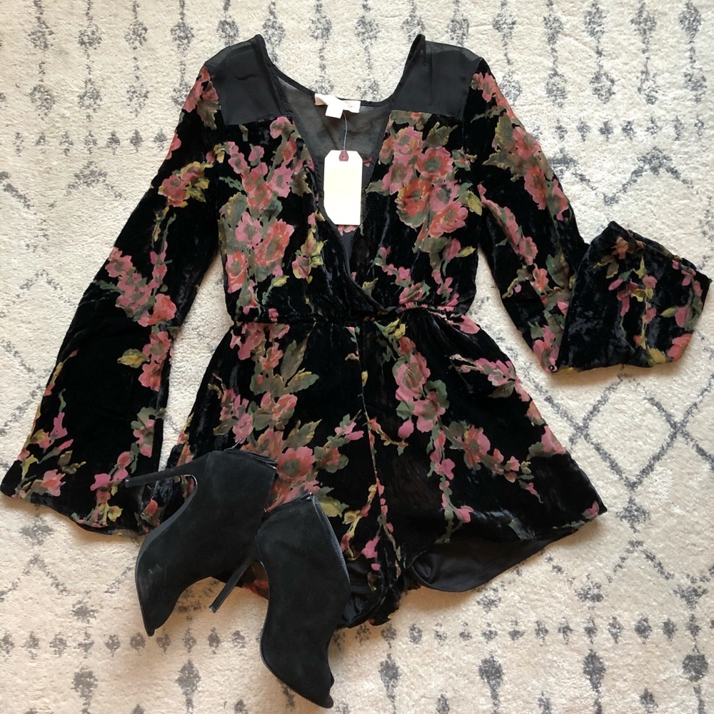 Band of Gypsies - Velvet Floral Romper